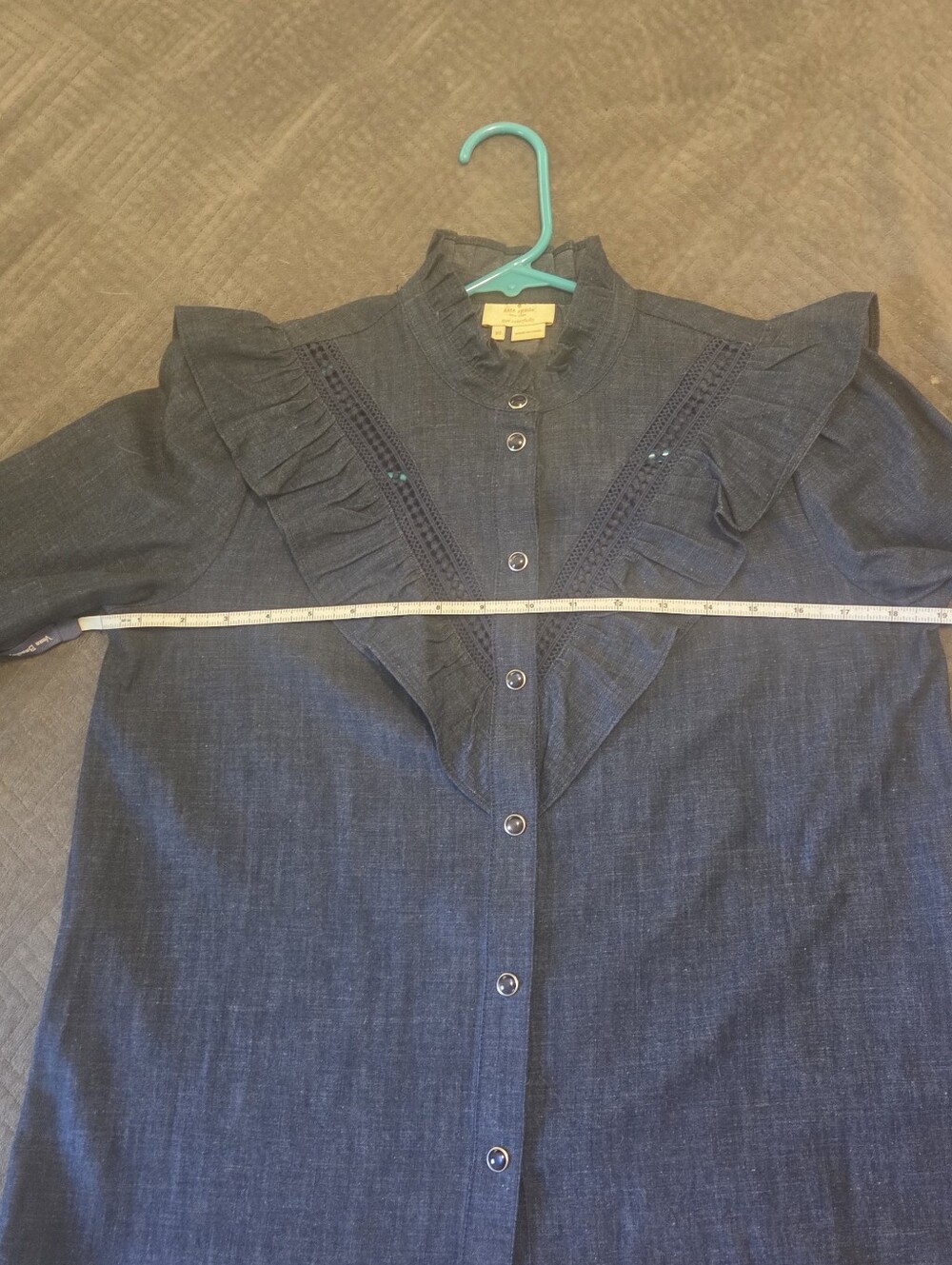 kate spade Dark Denim Button-Front Blouse - Picture 7 of 10